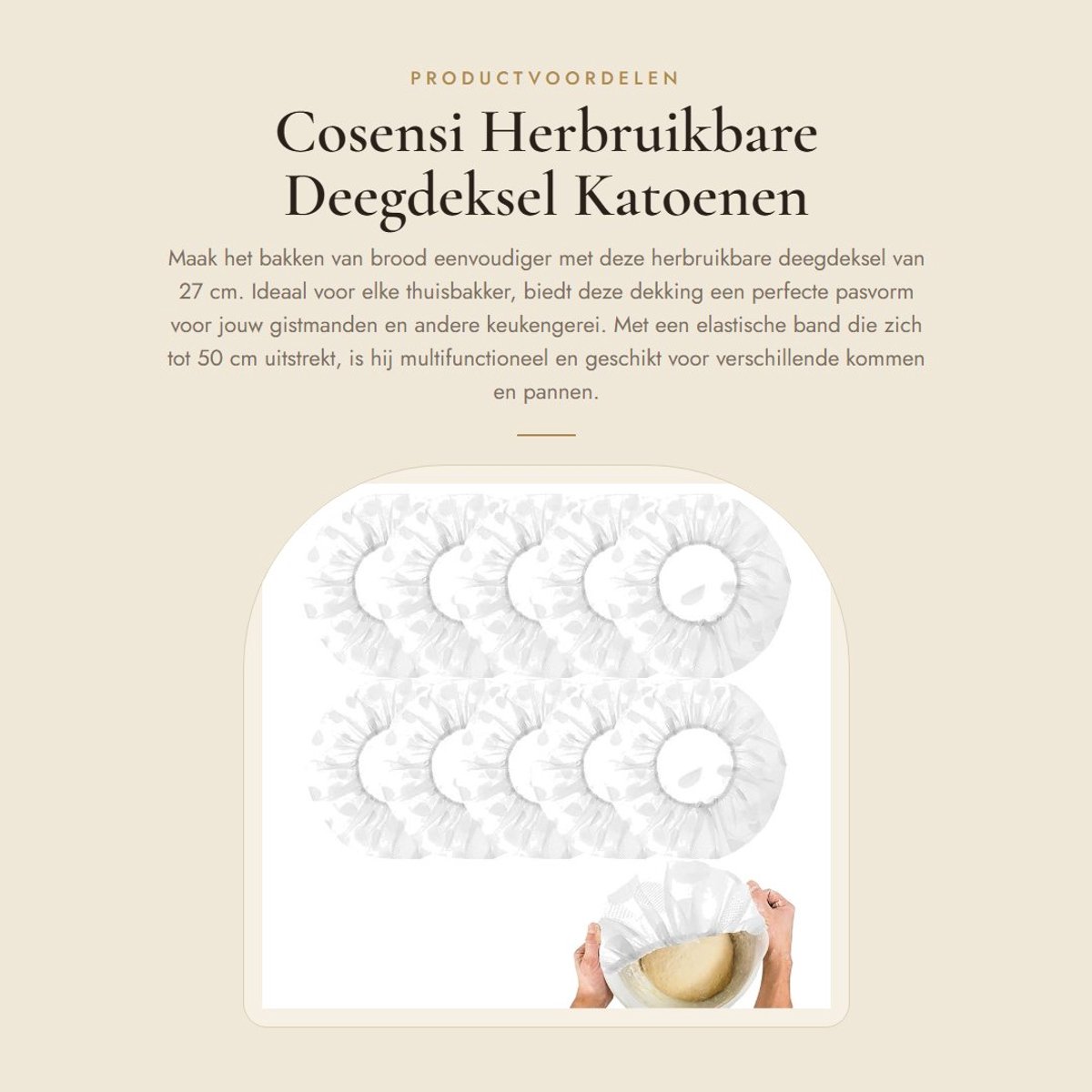 Dailygoods- Deegdeksel 27 cm - Herbruikbare Voedseldeksel - Elastische Band tot 50 cm - Geschikt voor Kom/Pan - Waterdicht - Set van 10