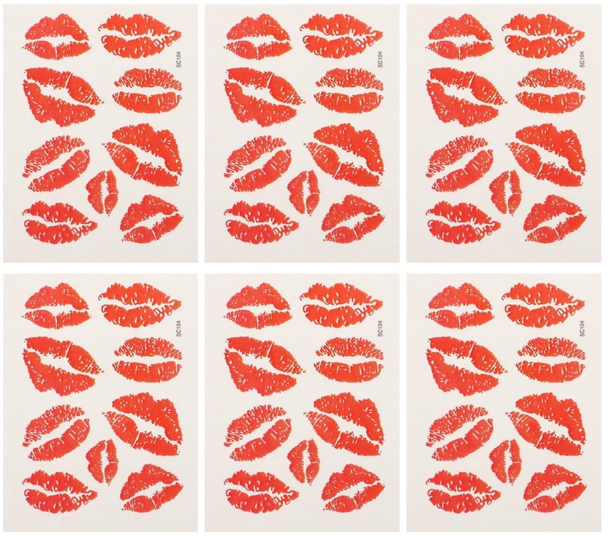 Dailygoods- Tatoeagestickers 6 Stuks - Waterdicht - Huidvriendelijk - Liptatoeages - Lichaamsdecoratie - Veelzijdige Toepassing - Body Art