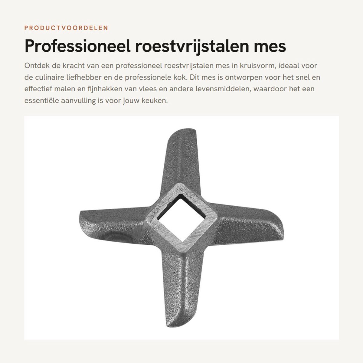 Dailygoods- Roestvrijstalen Mes - Professioneel Kruisvormig Ontwerp - Vijf Soorten Messen - Duurzaam en Roestbestendig - Geschikt voor Vleesmolen - Gemakkelijk te Reinigen - Snijmes