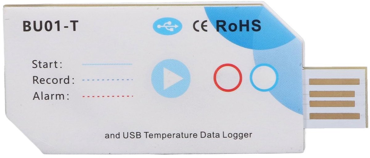 Dailygoods - USB Temperatuur- en Vochtigheidslogger - 32000 Punten, 120 Dagen, PDF Rapport