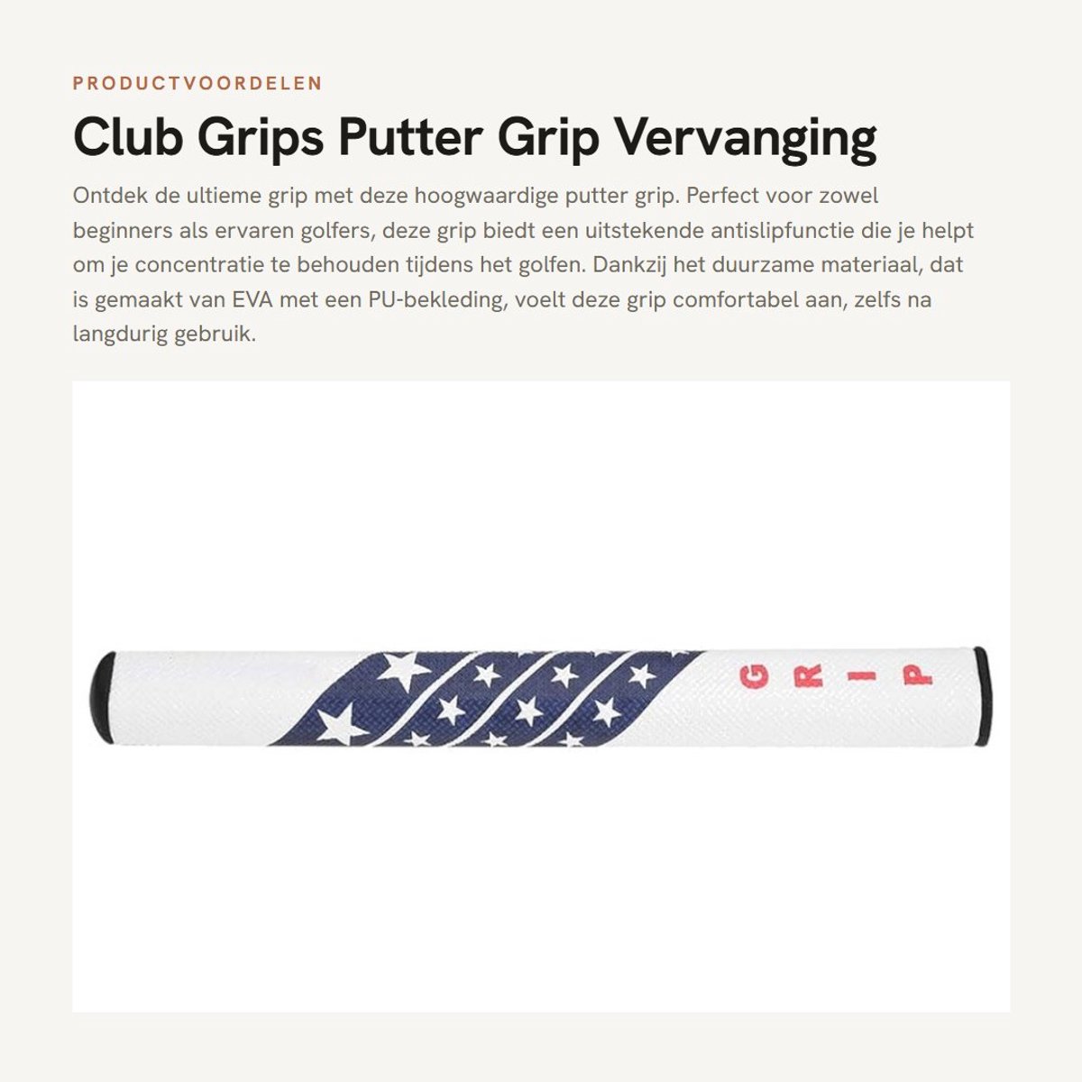 Dailygoods- Putter Grip Antislip - Vervangbaar - Hoogwaardig EVA/PU - Maat 2 - Slijtvast - Eenvoudig te installeren - Golf Grip