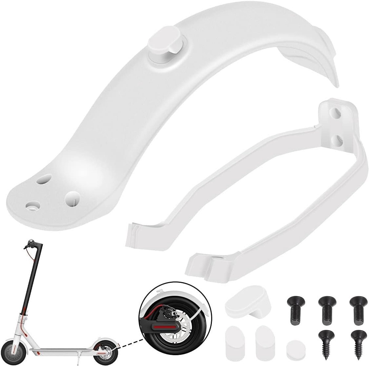 Dailygoods - Achterspatbord voor Elektrische Scooter - Waterdicht en Modderbestendig - Wit - Spatbordbeugel - Geschikt voor Xiaomi M365/M365 Pro