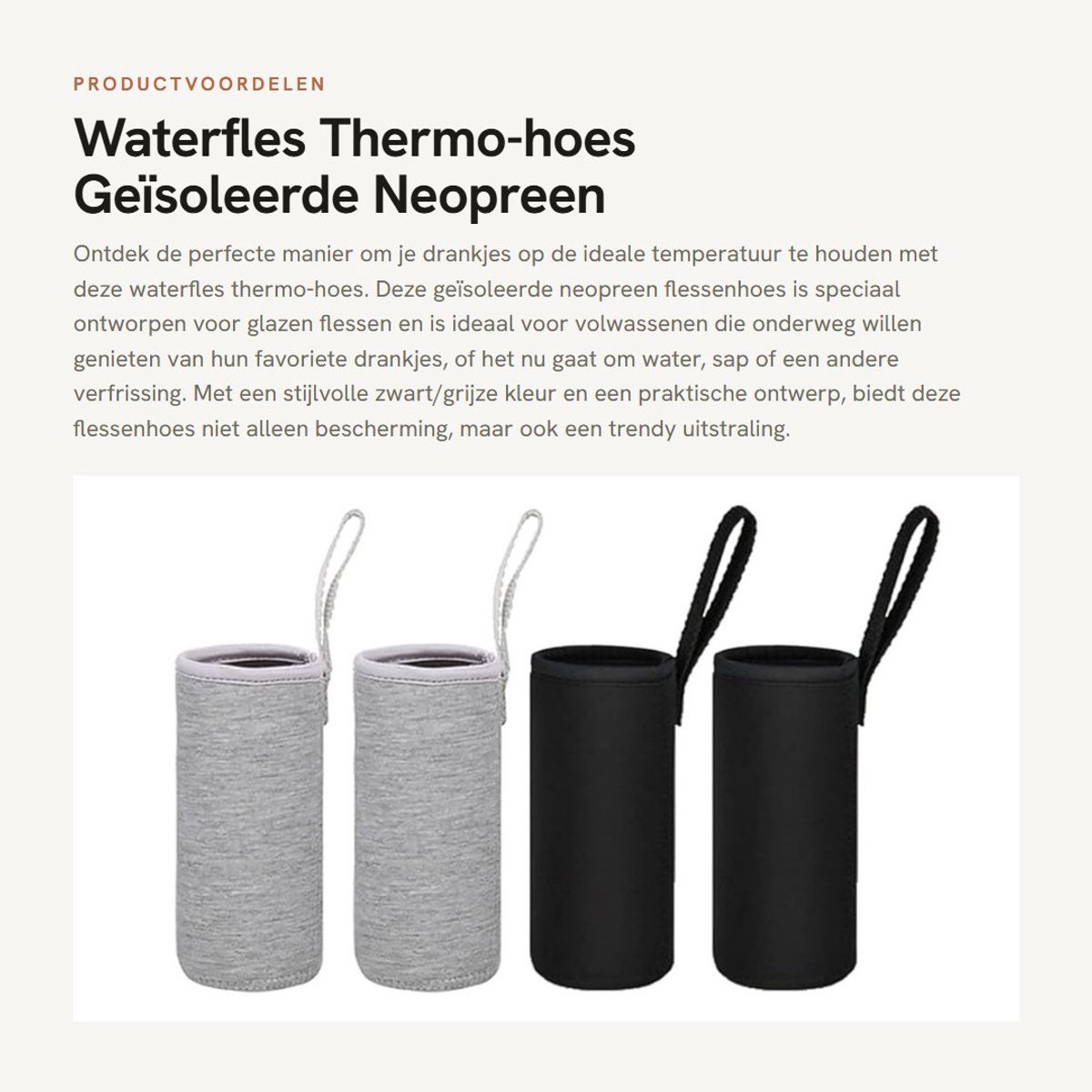 Dailygoods- Flessenhoes Geïsoleerde Neopreen - Thermoshoes - Glazen Flessen Zak - Waterfles Hoes - 4 Stuks - Afmetingen 6,8 x 18 cm - Thermoshirt