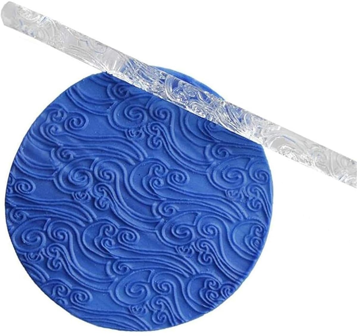 Dailygoods- Roller Helder Acryl - Deegroller met Zeegolfpatroon - Taartdecoratie - Bakgereedschap - 16 x 1 cm - Duurzaam Materiaal