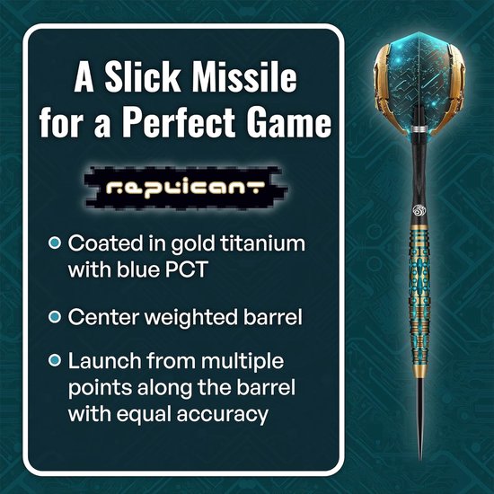 Dartpijlen Set - Tungsten Pijlen - Precisie Werpen - 90% Tungsten Materiaal - 25 Gram - Goud Blauw — afbeelding 3