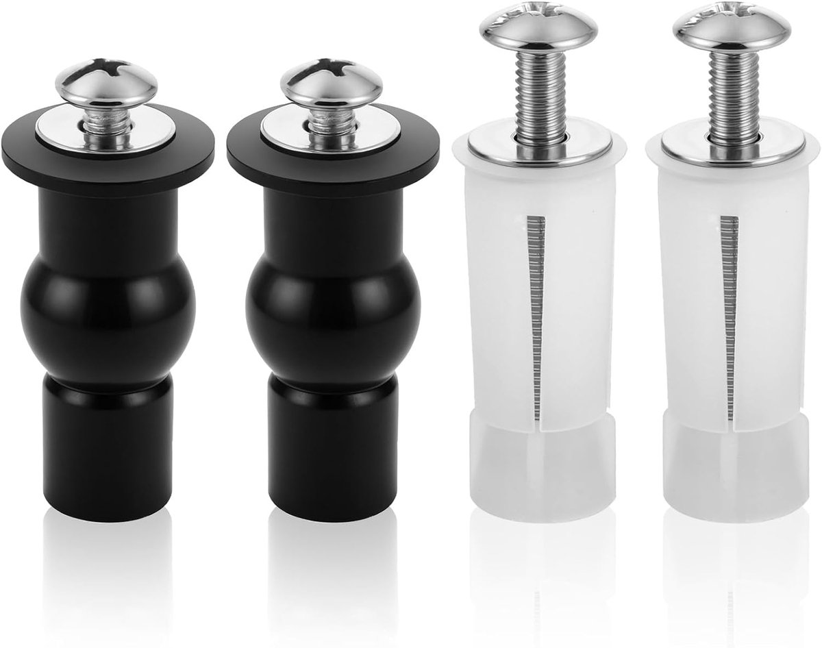 Toiletzitting Bevestigingsset - 4 Universele Expansieschroeven voor Topmontage - Zwart/Wit