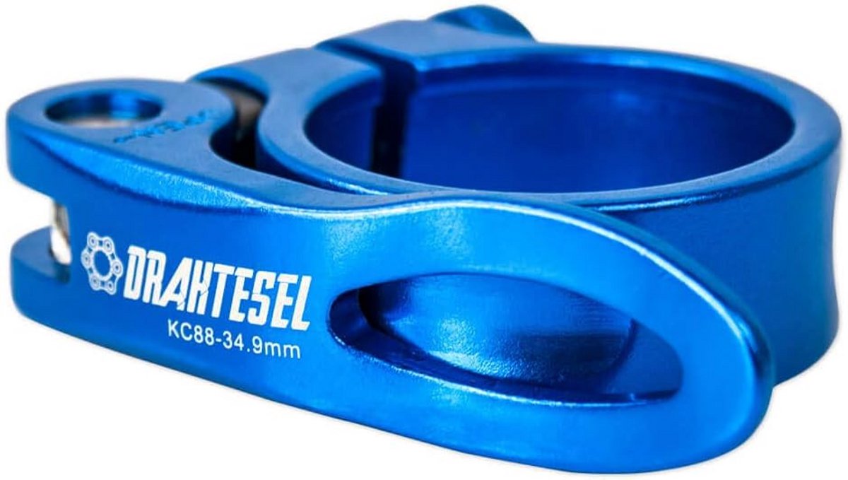 Zadelpenklem - Snelspanner klemring - Zadelhoogte aanpassen - Verwisselbaar met schroef - 349 mm - Blauw