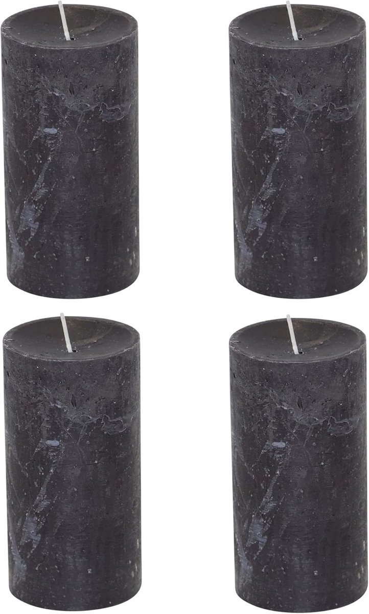 Rustieke Kaarsen Set - Blokkaarsen Stomp - Gezellige Avonden - Drip-free en Rookarm - 7 x 13 cm - Zwart