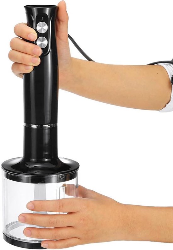 Staafmixer Set - 4-in-1 Staafmixer - Hakmolen - 2-versnellingsbak - Gemakkelijk Schoon te Maken - BPA-vrij - RVS - 500W - Zwart van COOAU — afbeelding 3