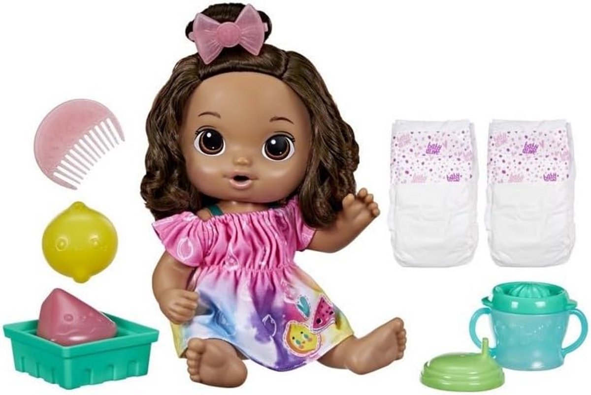 Baby pop - Speelgoed pop - Kinderspel stimuleren - Stimuleert creativiteit - 35.6 cm - Geel
