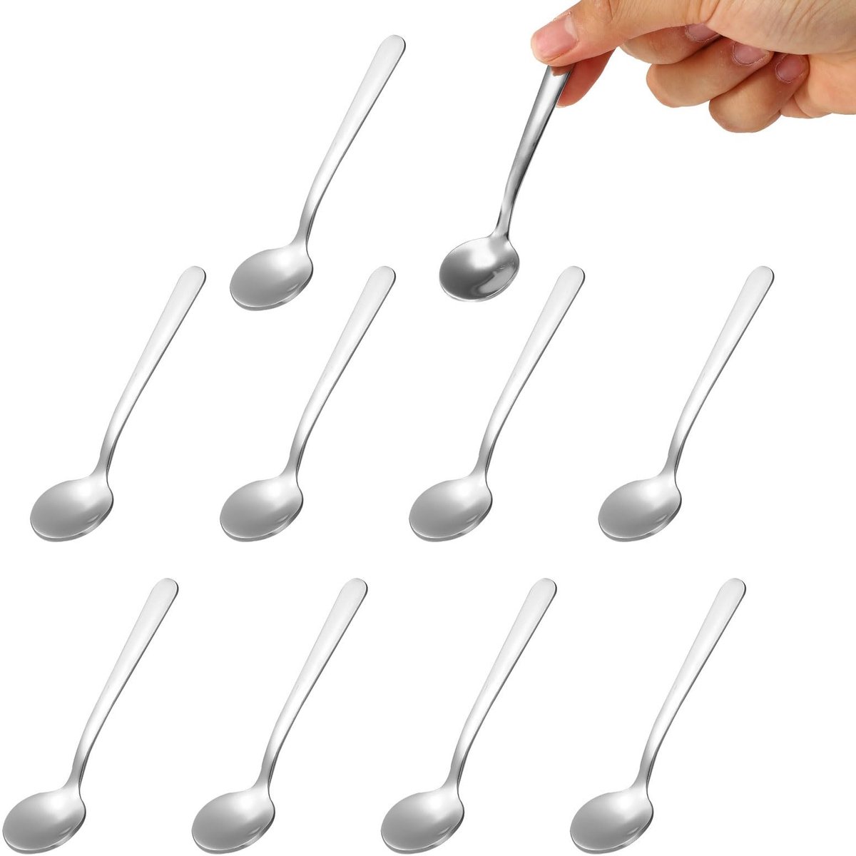 Dailygoods- Kruidenlepels 10 Stuks - Mini Lepels 9x2,2 cm - Roestvrij Staal - Keukenbenodigdheden - Specerijen - Zilver