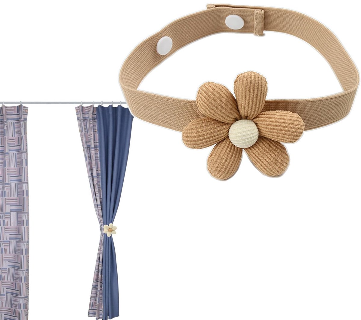 Dailygoods- Gordijnhouder Boho-stijl - Decoratieve Gordijnhouder - Elastische Gordijnhouder - Verstelbaar Design - Hoogwaardige Stof - Duurzaam en Aantrekkelijk - Gordijnband