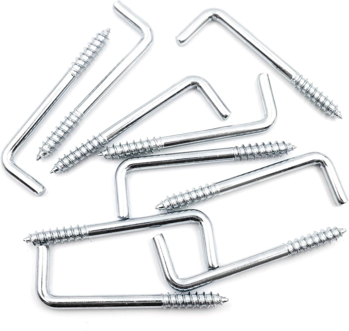 Dailygoods - 10 Stuks Verzinkte Rechte Schroefhaken met Schroefdraad