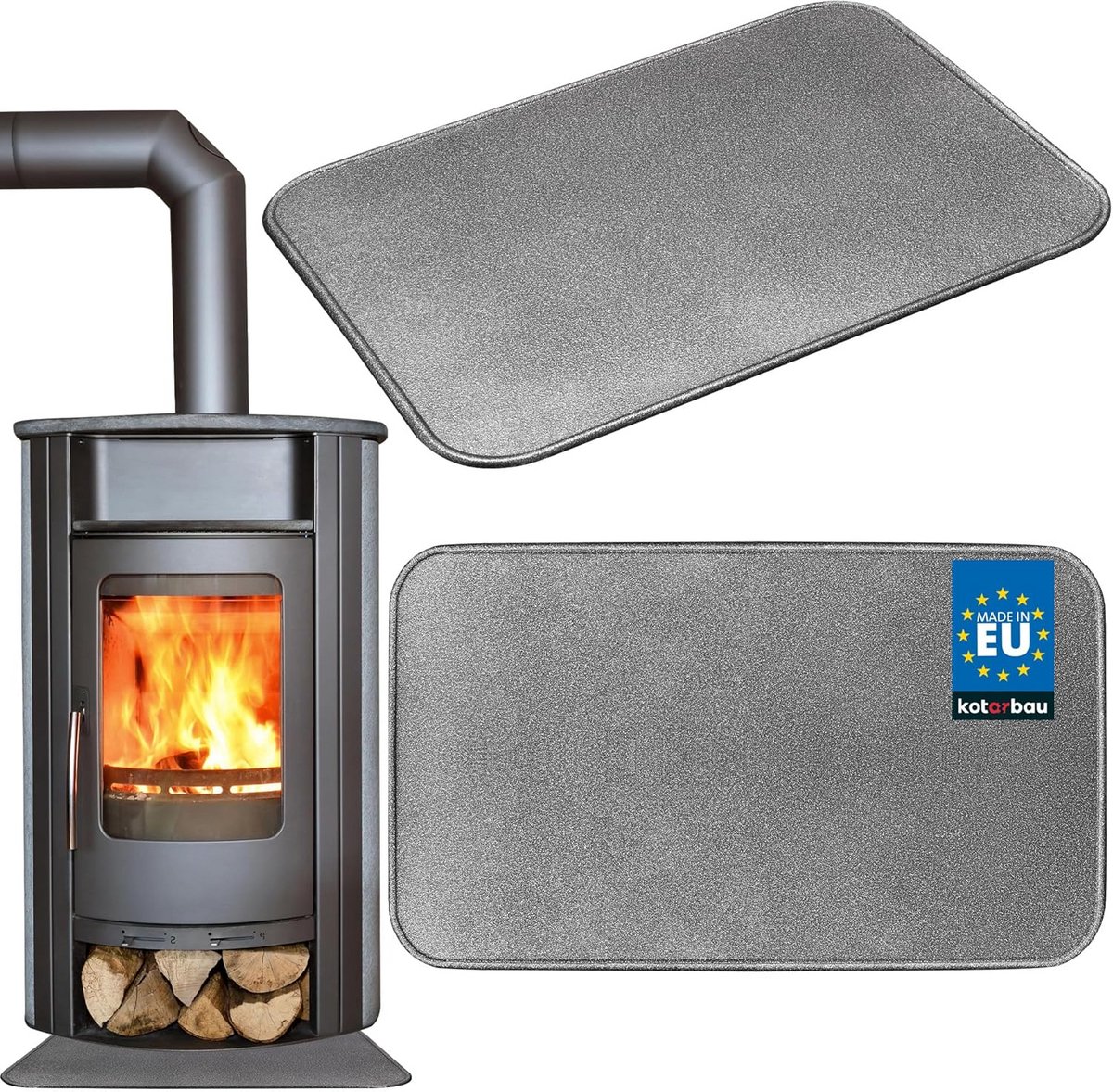 Kachel Bodemplaat - Vloerbescherming Oven - Haard Veiligheid - Gepoedercoat Staal - 60 x 80 cm - Oud Zilver