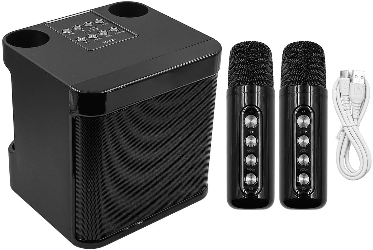 Dailygoods- Karaoke Luidspreker Draagbaar - Microfoon - Bluetooth 5.0 - 10W Vermogen - 1500 mAh Batterij - Geschikt voor Feesten - Karaoke Machine