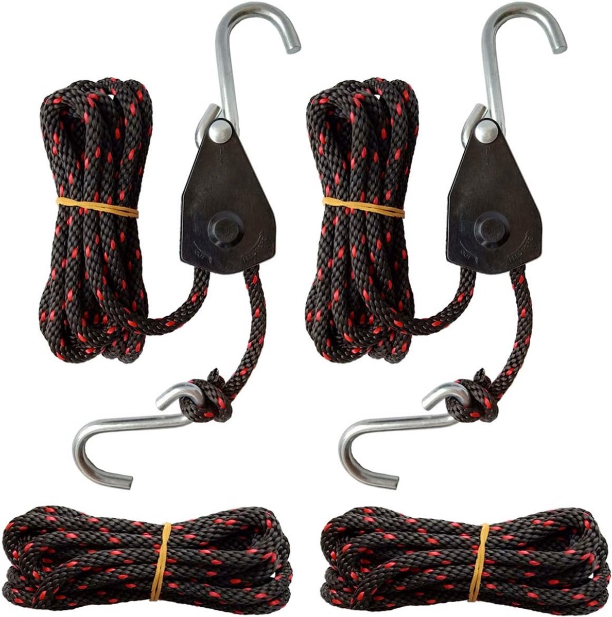 Rateltouw Sjorbanden - Bevestigingskabels - Boot Vastzetten - Praktisch Ratelsysteem - 2 x 3 Meter - Zwart