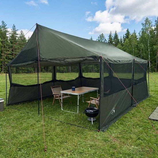 vidaXL - Familietent - Legergroen - 450 - x - 400 - x - 265 - cm - Polyester - en - Staal — afbeelding 4