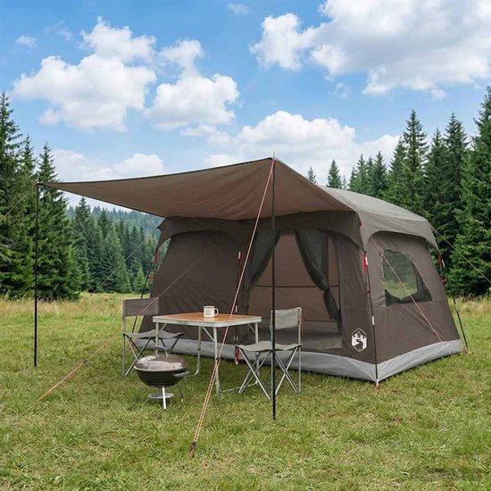 vidaXL - Familietent - 6-persoons - Bruin - Grijs - Polyester van Vidaxl — afbeelding 3