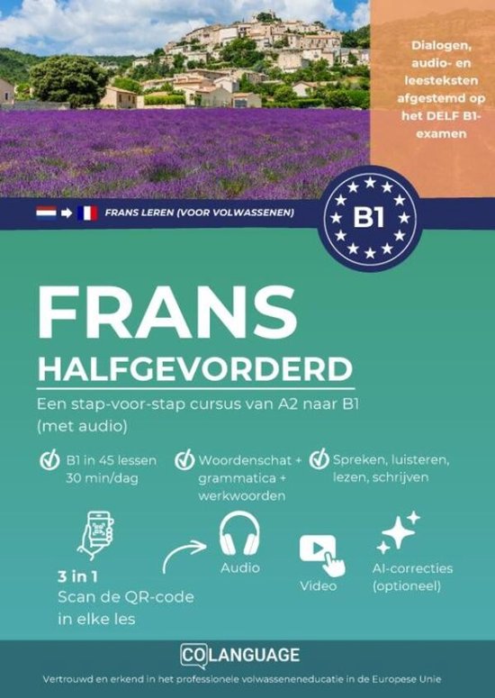 Frans B1 leren halfgevorderd. Een stap-voor-stap cursus van  ... - cover