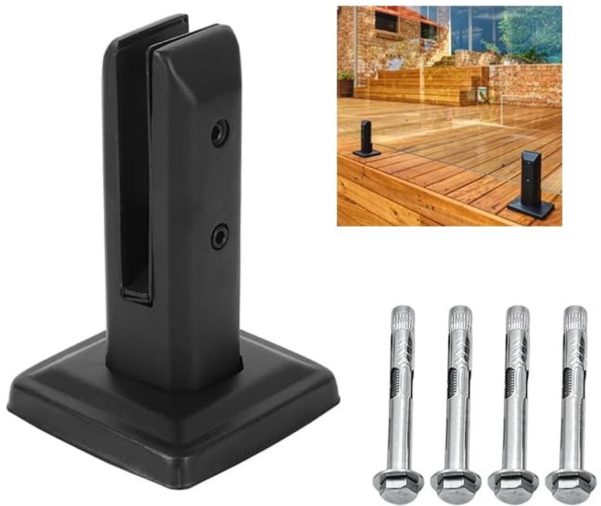 Dailygoods- Glasklem Roestvrij Staal - Bevestigingsklem voor Glas/Hout/Kunststof - Geschikt voor 10-13 mm Glas - Corrosie- en Roestbestendig - Inclusief Montagebeslag - Glashouder
