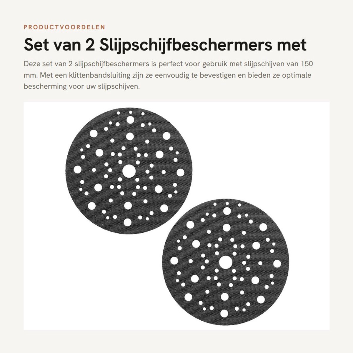 Dailygoods- Slijpschijfbeschermers 150 mm - 70 gaten - Zachte opvulling - Klittenbandsluiting - Compatibel met MIRKA - Duurzaam sponzmateriaal - Schuurpad
