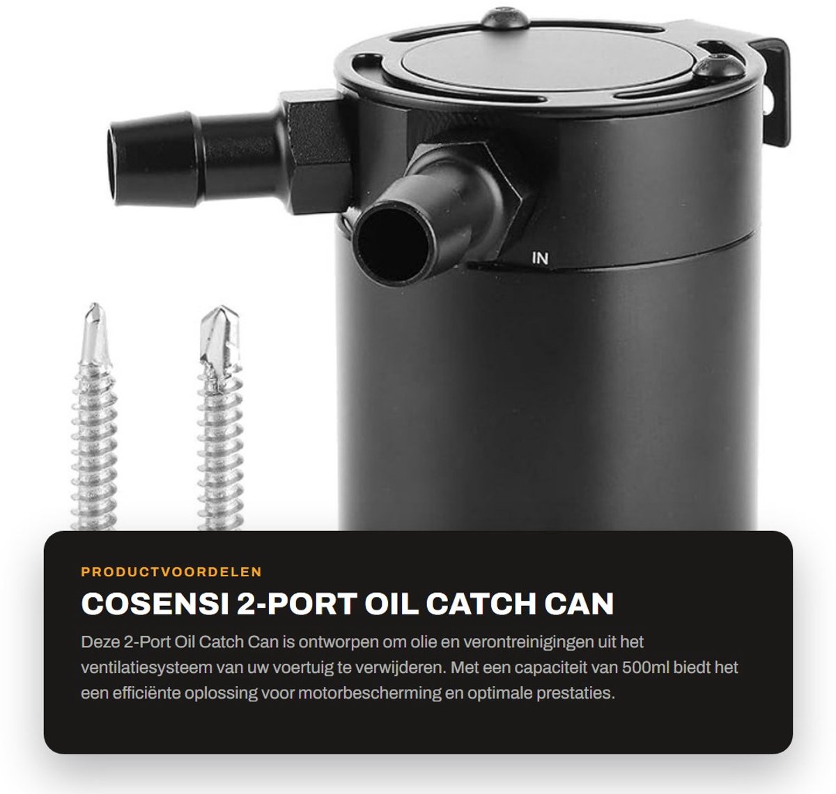 Dailygoods- Olie Catch Can 500ml Aluminium - 2-Port - Verbijsterd Reservoir - Lucht/Olie Separator - Universeel Accessoire - Duurzaam Ontwerp