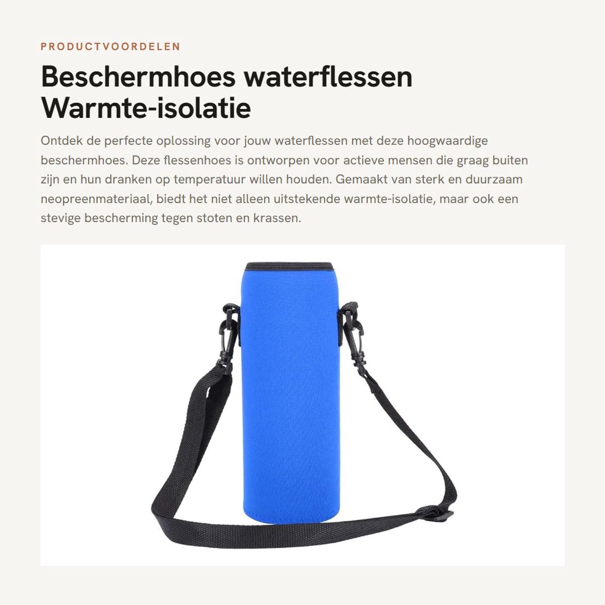 Dailygoods- Beschermhoes Warmte-isolatie - Flessendop - Neopreen - Duurzaam - Handig voor Draagcomfort - Geschikt voor Aluminium/Roestvrij Staal - Flessenhouder