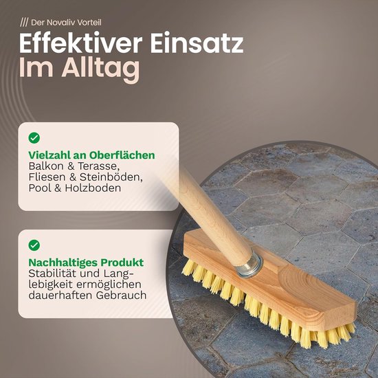 Set van 2 Houten Vloerwissers met Kunststof Borstels en Uitschuifbare Steel van Merkloos	 — afbeelding 3
