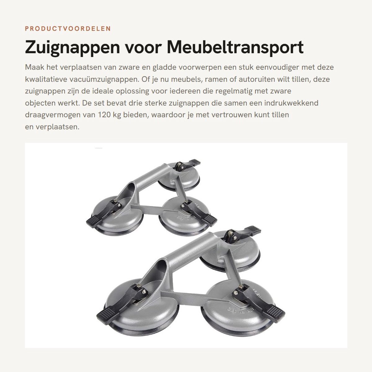 Dailygoods- Vacuümzuignappen 120 kg - 3 Zuignappen - Glazen Zuignap - Voor Tegels/Glas/Hout - ABS-Kunststof - Diameter 118 mm