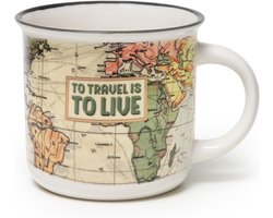 Porseleinen Mok - Cappuccino Mok Koffiemok - Genieten van Koffie - Thema Travel Good Vibes - 350 ml - Wit