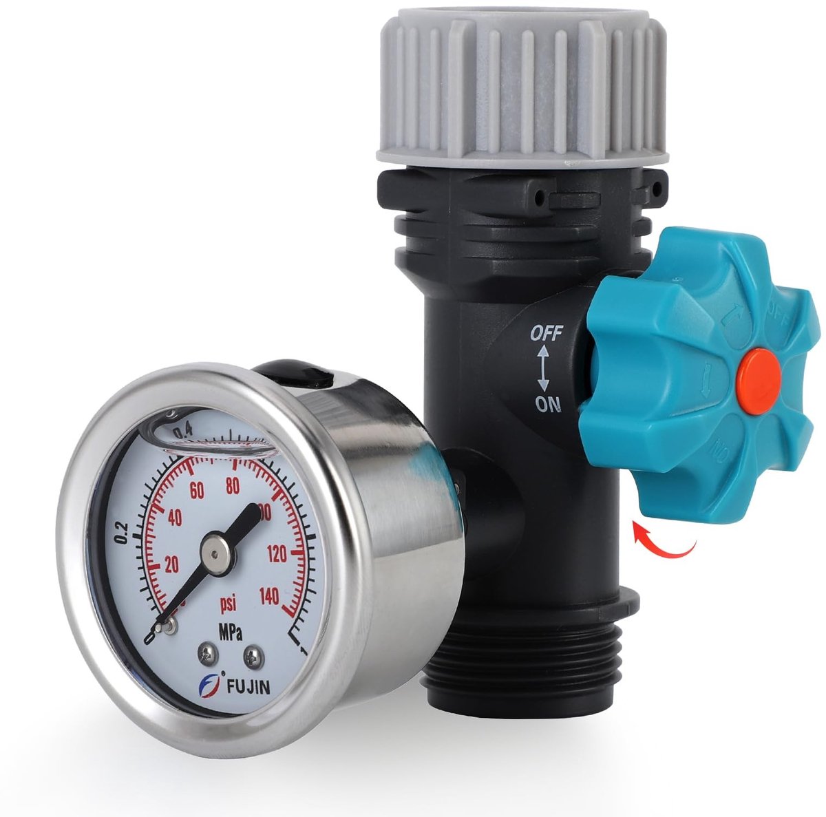 Dailygoods- Waterdrukreduceerventiel Verstelbaar - Drukregelaar Waterpomp - Drukregelaar Hogedrukreiniger - G3/4 Ingang/Uitgang - Manometer - Gebruiksvriendelijke Grip
