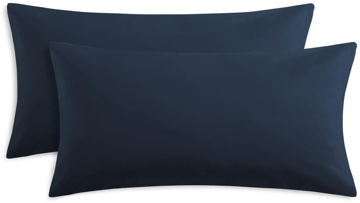 Dailygoods- Kussensloop 40 x 80 cm - Set van 2 - Donkerblauw - Microvezel - Zacht en strijkvrij - Met ritssluiting - Kussenhoes