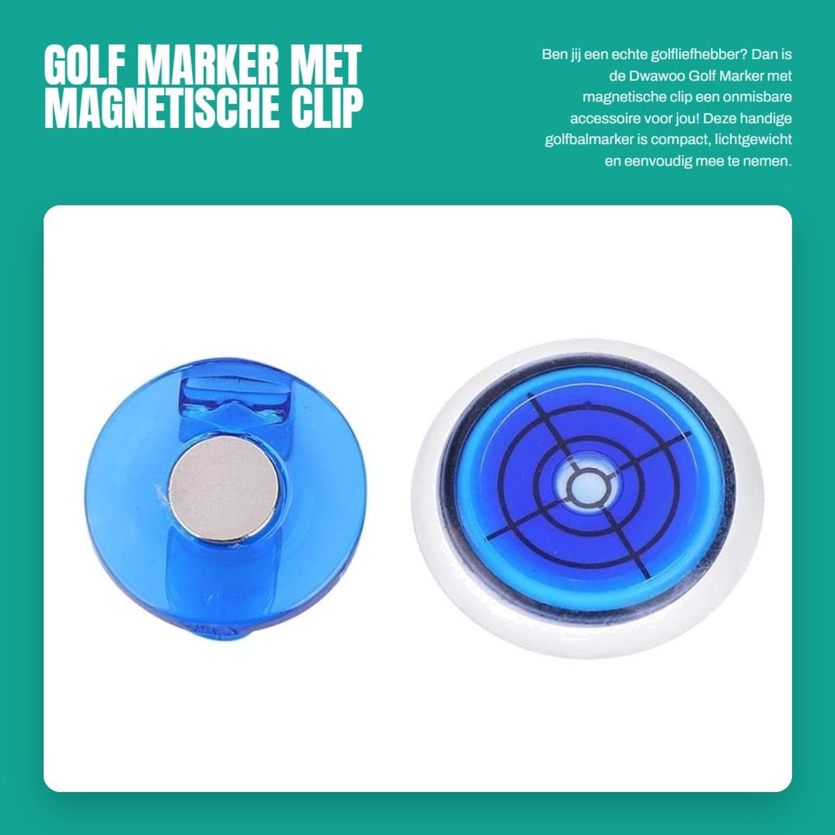 Dailygoods - Golf Marker met Magnetische Clip - Handig voor Golfaccessoires - Blauw - Ideaal voor precisie - Compact ontwerp - Geschikt voor elke golfer
