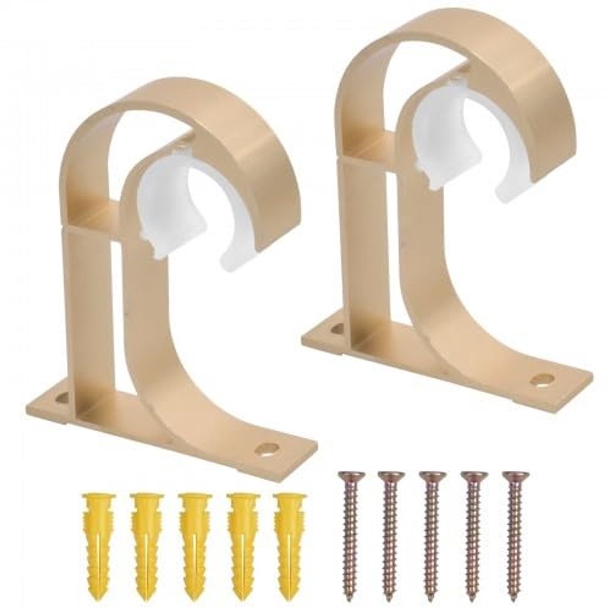 Dailygoods- Gordijnroedehouder Aluminium - Gordijnroede Houder - Douchecabine Houder - Kledingstang Houder - Robuust/Esthetisch - Inclusief Schroeven/Pluggen - Gordijnstanghouder
