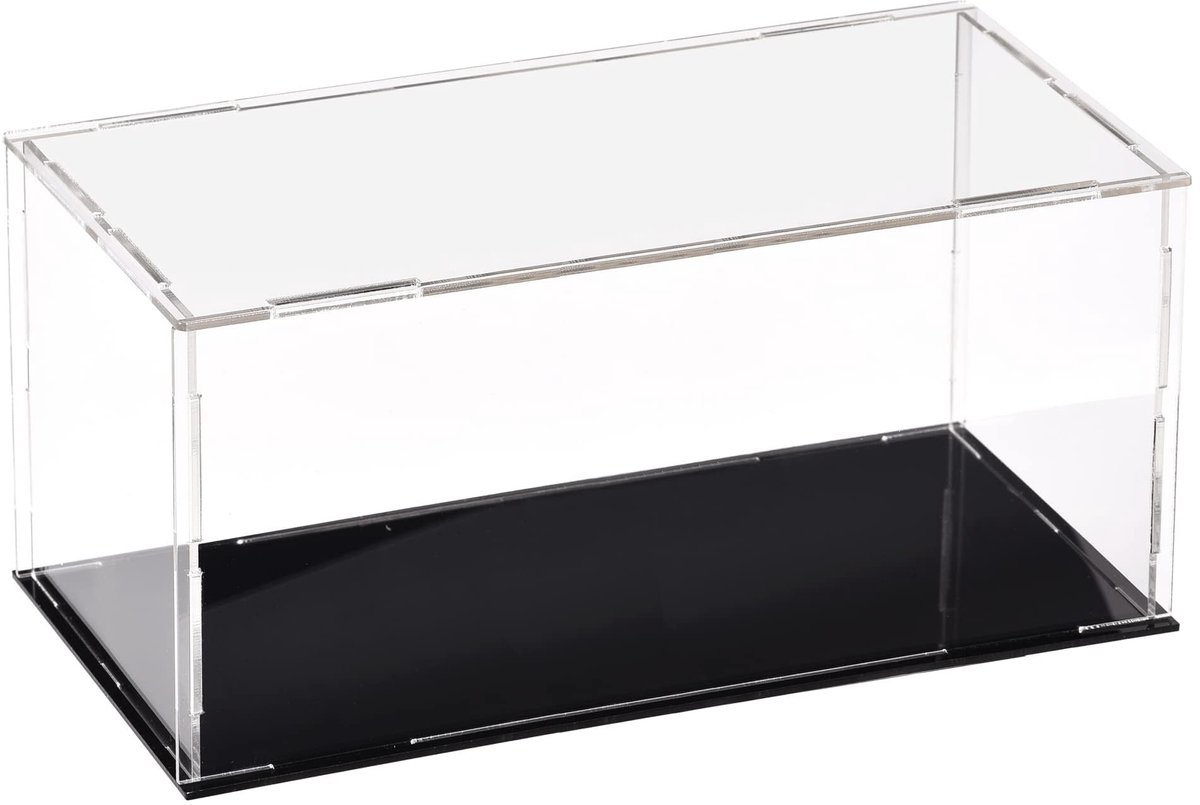 Dailygoods- Vitrinekast 20x10x10 cm - Transparant ontwerp - Zwarte basis - Stofdichte bescherming - Showcase voor actiefiguren - Eenvoudig te monteren - Displaybox