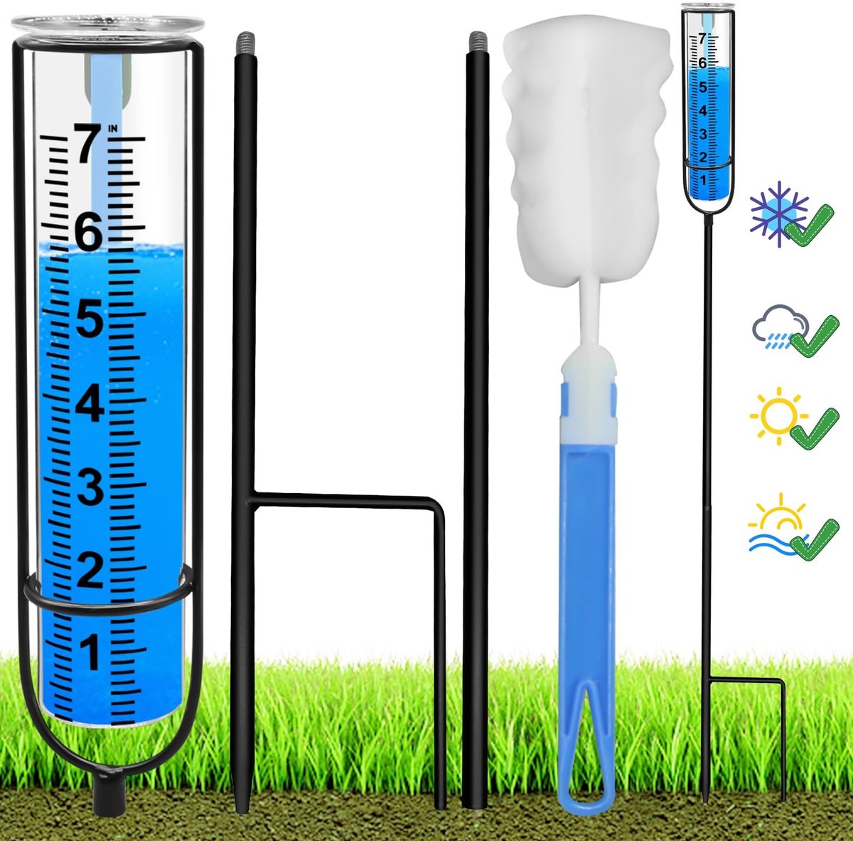 Dailygoods- Regenmeter Vorstbestendig - Pluviometer - Verstelbare Hoogte - Kunststof - Driedelig Ontwerp - Gemakkelijk Schoon te Maken - Neerslagmeter