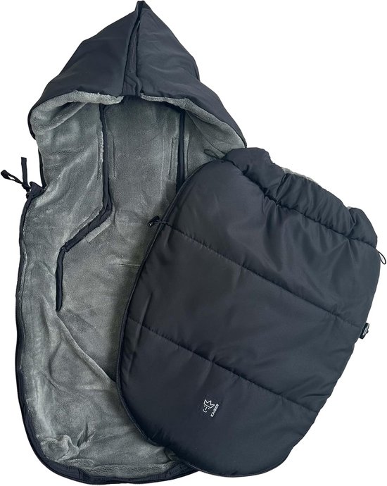 Babyschaalvoetenzak - Babyzitje deken - Baby comfort - Aantrekbaar tot capuchon - 53 x 40 cm - Zwart — afbeelding 2