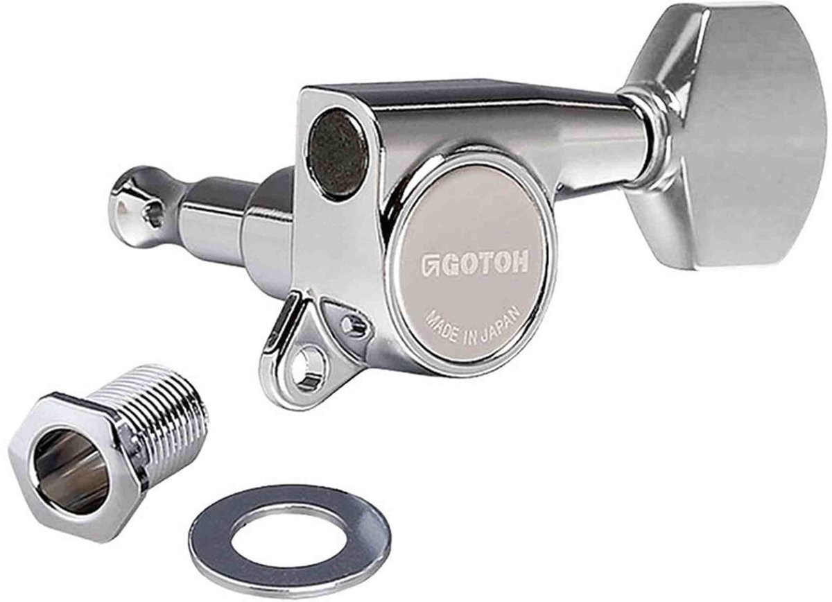 Gotoh SG38107-6L-C machine heads for guitar, 6x left, ratio 1:16, mini 07-style button, chrome