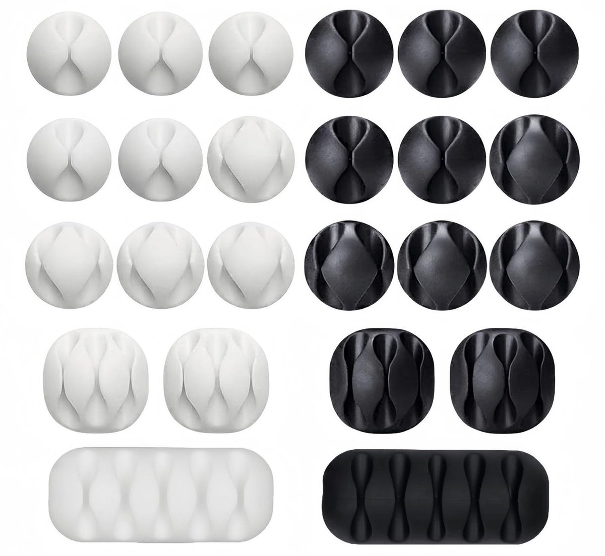 Dailygoods- Kabelmanagementklemmen Set van 24 - Kabelclips Wit/Zwart - Kabelorganiser - Kabelbinders - Duurzaam - Voorkomt Klitten