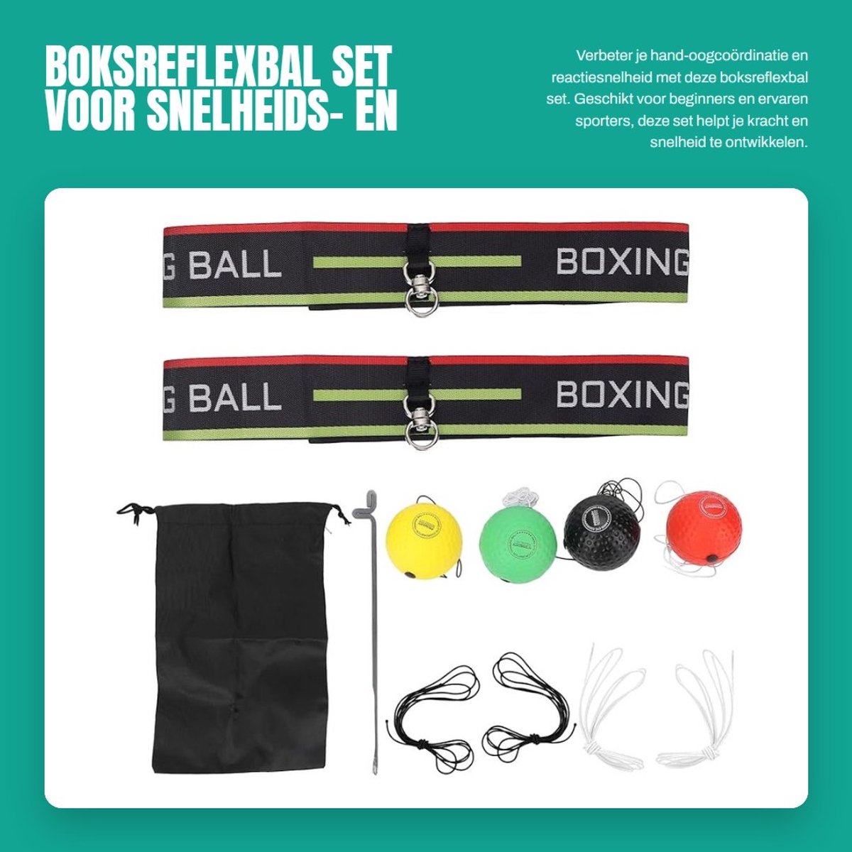 Dailygoods- Reactieballenset - Boksreflexbal met Verstelbare Hoofdband - Reflexballenset voor Beginners - Verbetering van Snelheidsreacties - Hand-oogcoördinatietraining - Geschikt voor Thuisgebruik - Reflexbal