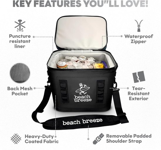 Draagbare Geïsoleerde Koeltas - Lekvrije Soft Cooler voor Strand, Picknick & Reizen — afbeelding 5