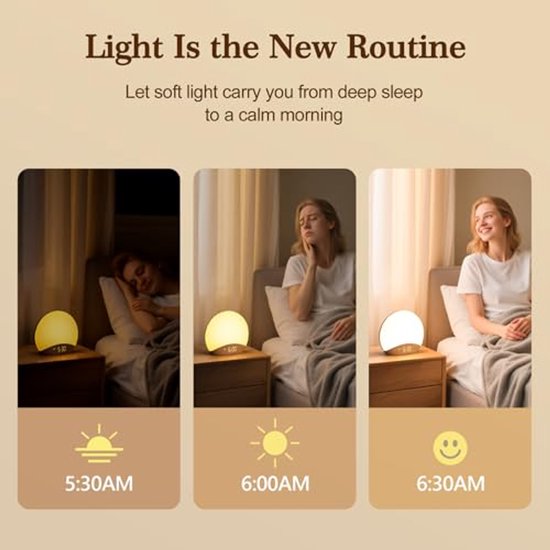 Wake Up Light - Digitale Wekker - Lichtwekker - Nachtlampje - Wekker - 26 White Noise geluiden - Incl. Nederlandse handleiding van Alecto — afbeelding 5
