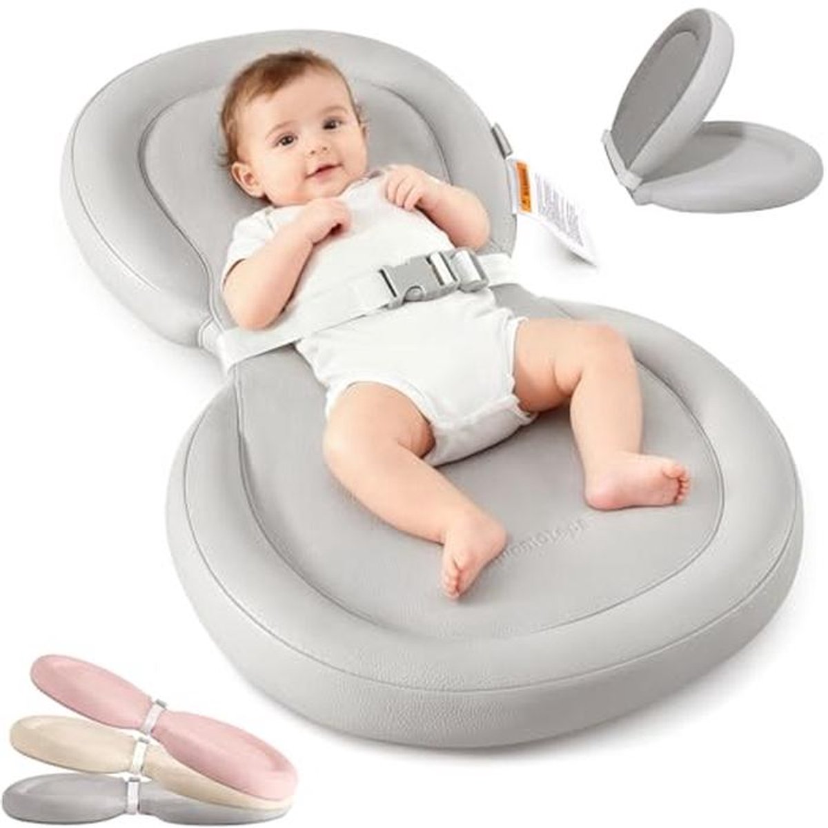 Baby Verschoonmat - Draagbare Mat - Baby Verzorgen - Waterdichte Vulling - 2.54 cm - Lichtgrijs