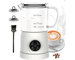 Elektrische Melkopschuimer - Melkwarmer Automatisch - Koffie Drankjes Maken - 4-in-1 Functionaliteit - 400 ml Capaciteit - Wit
