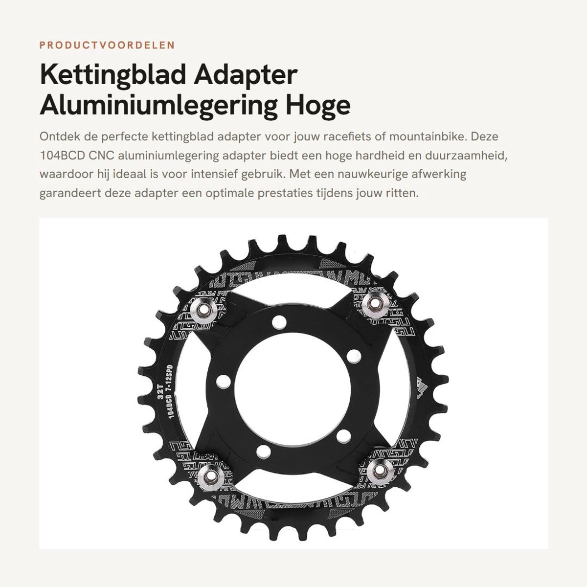 Dailygoods - Kettingblad Adapter - Aluminiumlegering - Hoge Hardheid - 104BCD - Duurzaam en Roestvrij - Geschikt voor Racefiets en Mountainbike -...