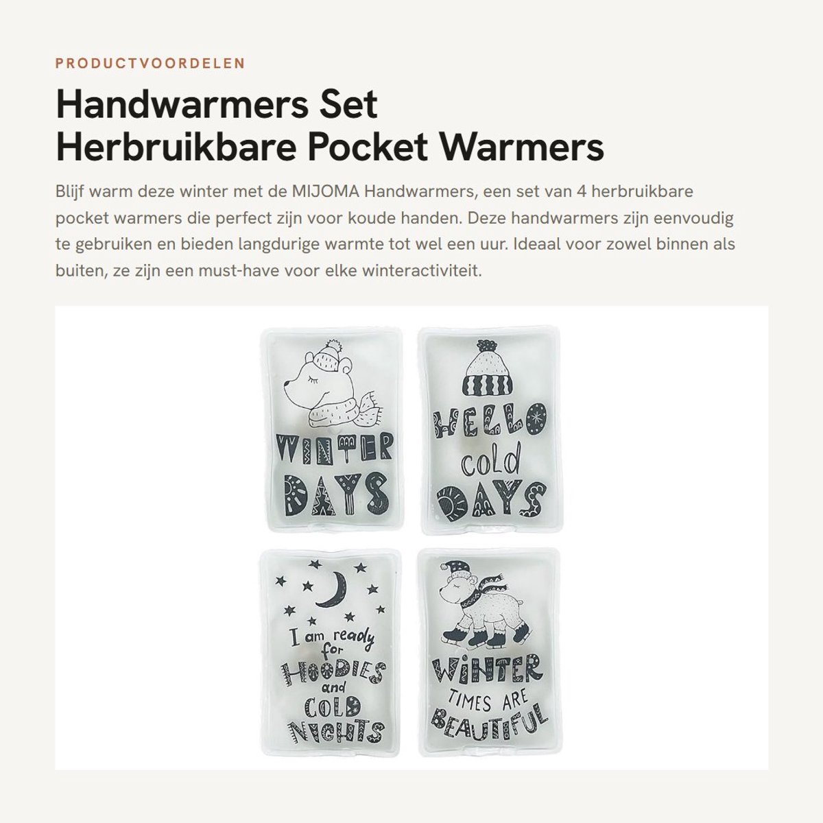 Dailygoods- Handwarmers Oplaadbaar - Herbruikbaar - Set van 4 - Huidvriendelijke Kunststof Hoes - Tot 55 °C - Perfect voor Koude Dagen - Zakwarmers