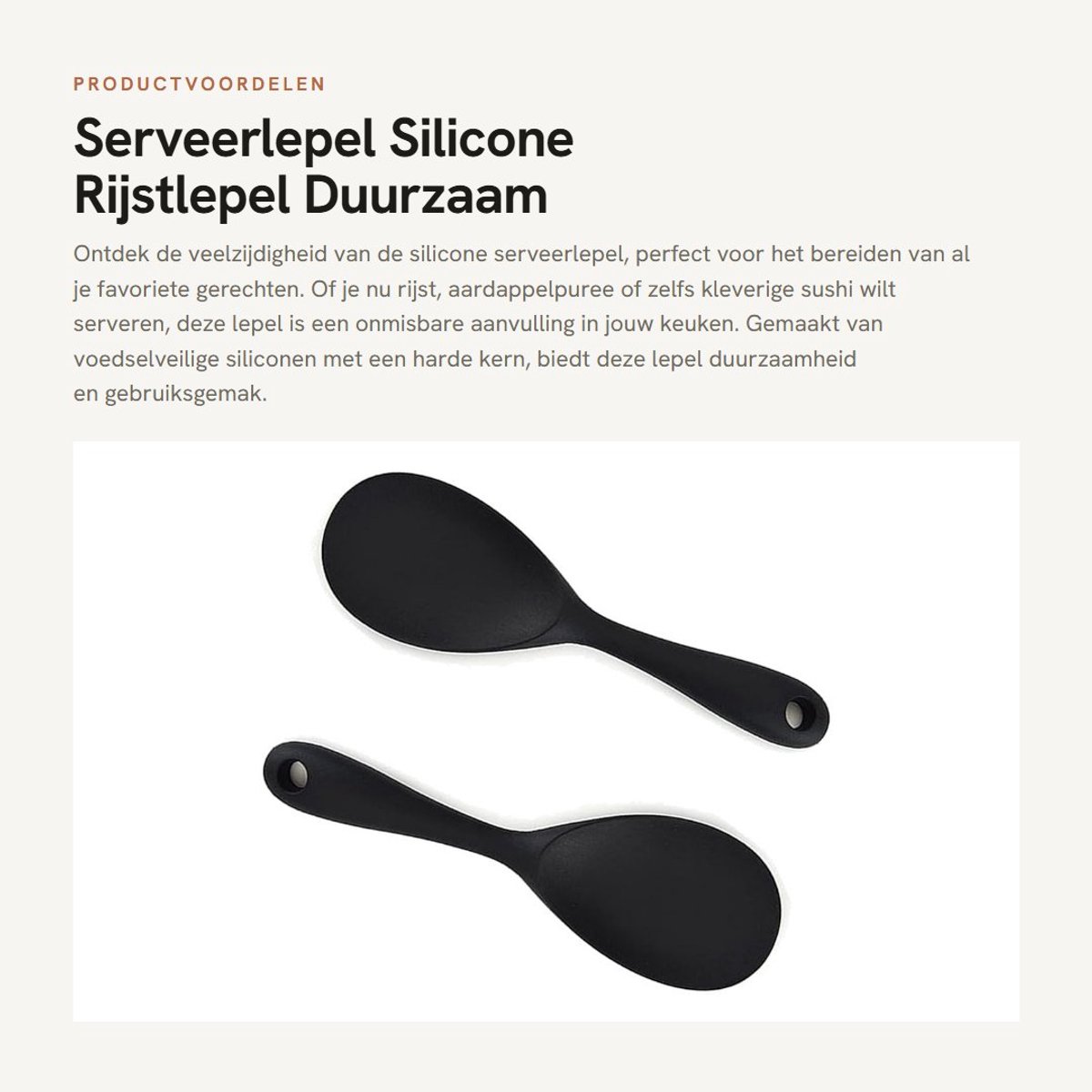 Dailygoods- Serveerlepel Duurzaam - Kooklepel Siliconen - Rijstlepel - Veelzijdig Gebruik - 2 Stuks - 22 x 7 cm