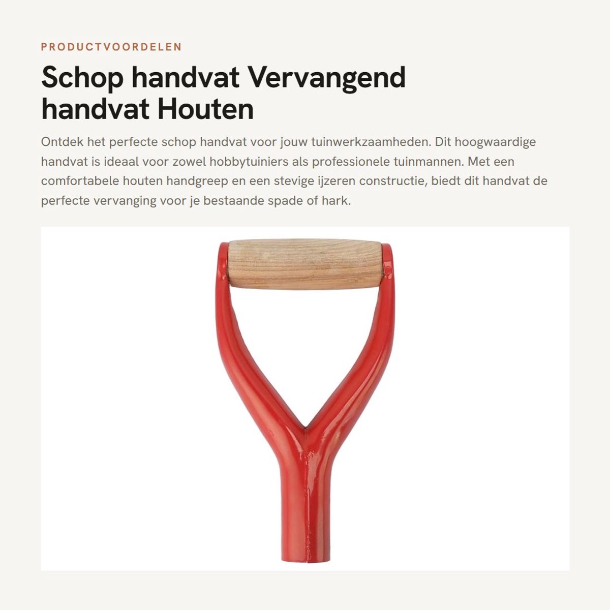 Dailygoods- Schop handvat Y-vormig - Ijzeren vervangingshandvat - Beuken handgreep - Tuingereedschap - 23 cm lengte - 12 cm breedte