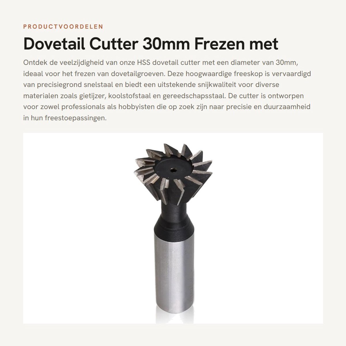 Dailygoods- Dovetail Cutter HSS - 30mm Snijdiameter - 60° Freeshoek - Dubbelzijdige Snijkant - Geschikt voor Gietijzer/Carbonstaal - Precisie Gereedschap - Freesnijder