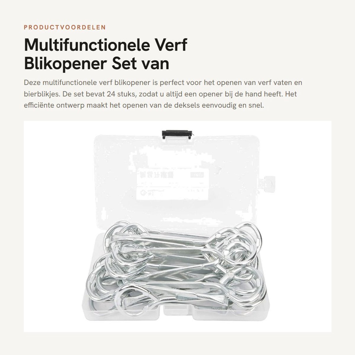 Dailygoods- Verfblikopener 24 Stuks - M10 Staal - Multifunctioneel - Poortelleboog - Eenvoudig openen - Efficiënt ontwerp - Blikopener
